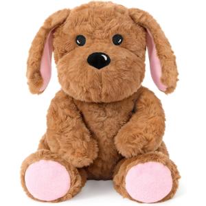 Ditucu Original Golden Retriever Microwavable Weighted Stuffed Animal Heated Dog Plush for Warmth Comfort Period Cramps Pain Plushies Toys Gifts for Kids Adults Dark Brown 9 inch