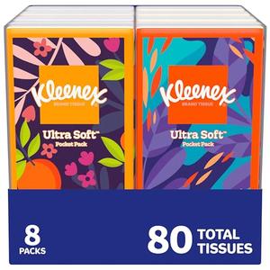 Kleenex On-The-Go Facial Tissues, 8 On-The-Go Packs, 10 Tissues per Box, 3-Ply (80 Total), Pack of 9