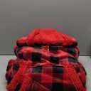 Giggling Getup Wearable Blanket Hoodie for Women Men Gifts for Women Sherpa Fleece Long Hooded Blanket Sweatshirt Cozy Sherpa Wearable Throw with Pocket Sleeves for Adult Standard Red and Black Plaid