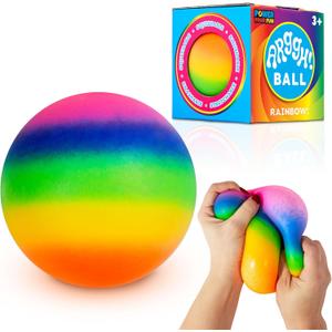 Power Your Fun Arggh Rainbow Giant Stress Balls for Adults - 3.75 Inch Large Stress Balls for Kids Squishy Toys Ball Stress Relief Fidget Toy Sensory Ball Squeeze Toy for Boys Girls (Rainbow)