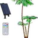 Solar Lighted Palm Tree 6FT Outdoor Christamas Tree Decoration, 8 Modes Tropical Palm Tree Fake Plant Light for Patio Pool Yard Home Party Decor