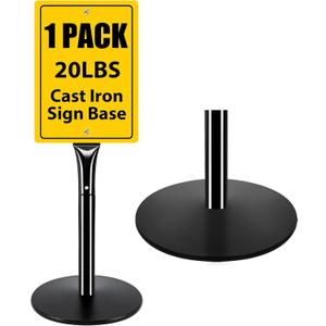 Heavy Duty Cast Iron Sign Post, 12" Round Base, 48" Movable Sign Stand