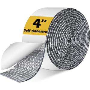 Double Bubble Reflective Foil Insulation Tape, Self-Adhesive Ac Pipe Insulation Wrap for AC Hose, HVAC Duct, Exhaust Hose, Bubble Wrap Insulation for Weatherproof Attics, Windows, Garages - 4 inch