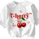 RoseSeek Girl's Graphic Drop Shoulder Star Print Tee Tops Short Sleeve Crew Neck Summer Shirts
