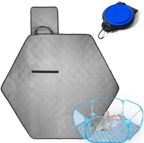 RUAFOX Hexagon Reusable Playpen Liner Mat for Small Pet Animals, Dogs, Guinea Pig, Rabbits or Puppy, Indoor Play Pen Washable and Waterproof Pee Pad