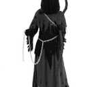 Spooktacular Creations Glowing Eyes Grim Reaper Costume for Kids, Halloween Costume for Boys, Halloween, Dress-up Party (Black)