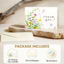 32 Floral Thank You Cards with Envelopes, 4x6 Inch Blank Cards with Vibrant Designs, Note Cards made from 300gsm Cardstock, Blank Notes for Graduation, Anniversaries, Baby Showers