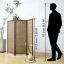 Furnnylane 3 Panel Short Room Divider Screen,Brown Freestanding Partition,Small Bamboo Panel Divider for Room Seperation,3.95 FT Tall