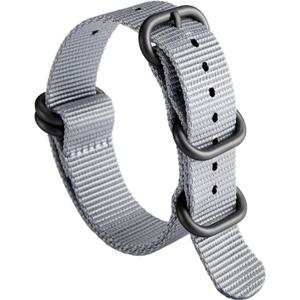 BINLUN Nylon Watch Strap Thick Premium Ballistic Multicolor Bands for Men Women 18mm 19mm 20mm 21mm 22mm 23mm 24mm with Military Heavy Duty 5 Rings Silver/Black Stainless Steel Buckle