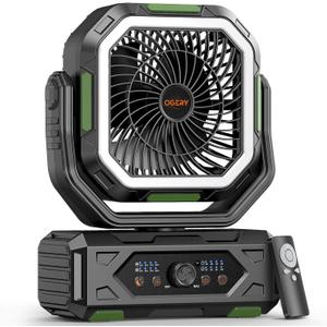 OGERY 2025 Upgraded Camping Fan, Portable Rechargeable Fan with 20000mAh Battery Powered, Stronger Wind, Stepless Speed Regulation, Fast Charging for Tent, Travel, Car, Outdoor Camping Essentials