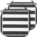 Magpie Fabrics Indoor Outdoor Cushion Cover Replacement 2 Pack, NO Insert! Water Repellent Slipcover with Ties Christmas Decor for Patio Garden Chair Seat Sofa Bench Wicker(Black White, 22x20x4 Inch)