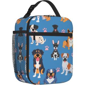 Lunch Box for Women Men, Cute Dogs Lunch Bags Cooler Bag, Insulated Meal Bag Food Container for School Work Picnic Travel