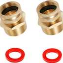 Lead-Free Brass 3/4" GHT Female to 1" NPT Male Swivel Adapter, Heavy-Duty Thickened Wall, Hose to Pipe Fitting, 2 Pack
