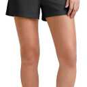 G4Free Ribbed Womens Athletic Shorts High Waisted Drawstring Gym Running Shorts with Pockets (Black, XL)