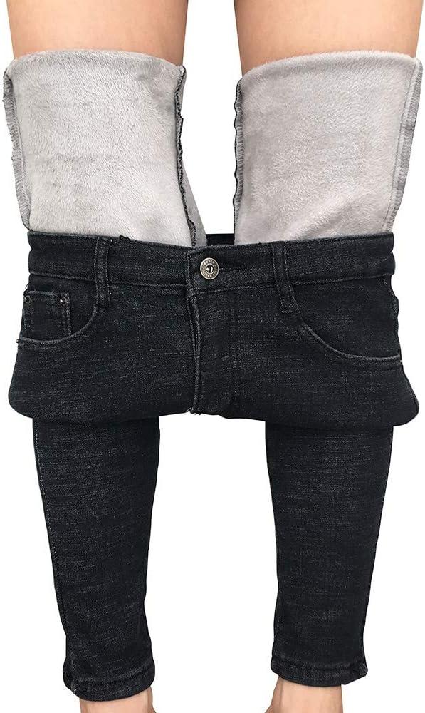 heipeiwa Women's Winter Jeans Fleece Lined Jeans Thermal Thick Skinny Denim Pants Slim Stretch Warm Jeggings (Black) Small