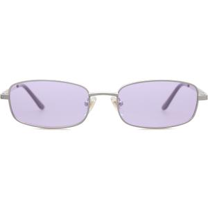 SOJOS Small Y2k Narrow Rectangle Sunglasses Womens Mens Retro 80s 90s Skinny Sunnies SJ1187 (Silver/Tinted Purple)