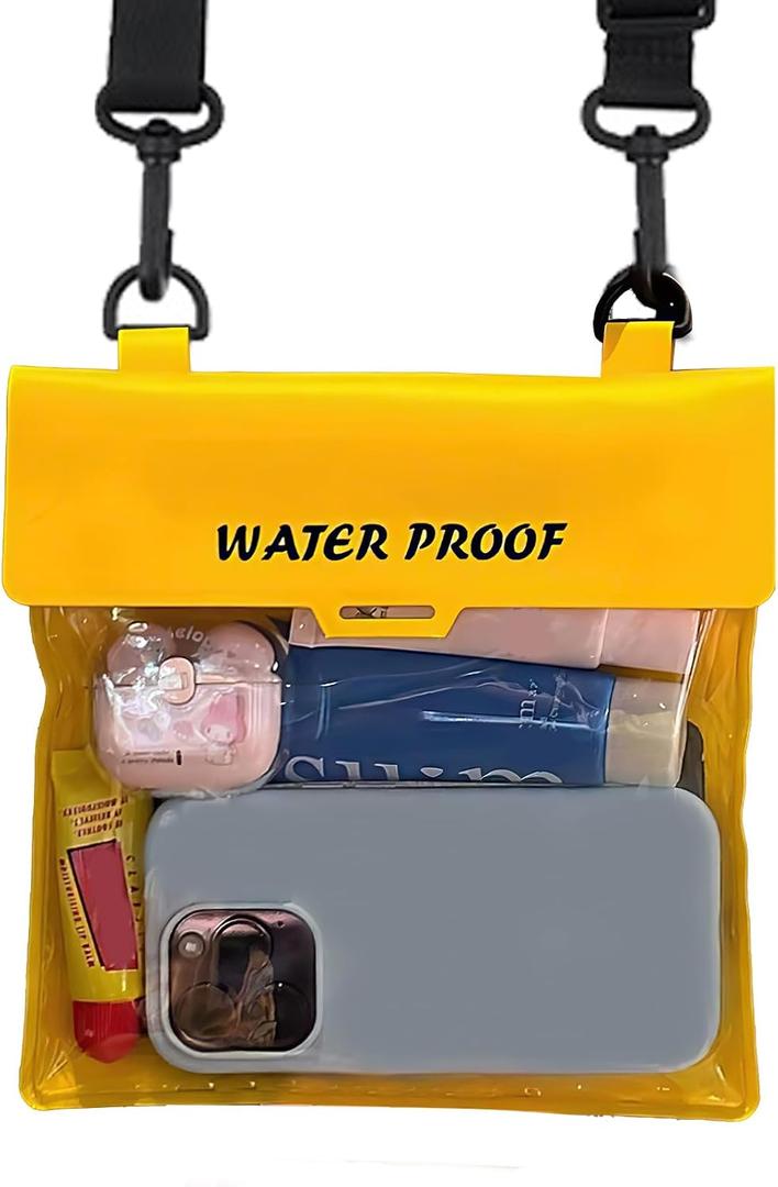 Water-Resistant Phone Pouch with Touch Screen Access, Dry Bag for Phone & Small Essentials, for Swimming, Kayaking, Beach & Travel Yellow