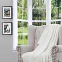 Small Throw Super Soft Blanket Microplush Comfort Cozy Fleece 50" Inch (W) x 60" inch (L) (Ivory Beige)