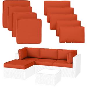 9 Pack Patio Cushion Covers Outdoor Furniture Cushion Slipcovers Replacement Waterproof with Zipper for 5 Pcs Patio Furniture Set, Covers Only, Orange