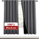NICETOWN Grey Full Shade Curtain Panels, Pair of Energy Smart & Noise Blocking Out Blackout Drapes for Dining Room Window, Thermal Insulated Guest Room Lined Window Dressing(Gray, 62 x 72 inch)