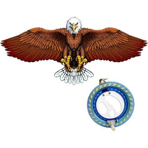 Flying Hoofer Large Beach Kite and Reel Winder with 650ft String for Kids and Adults, Single Line Kite, Extremely Easy to Fly for Beginners, (Eagle)