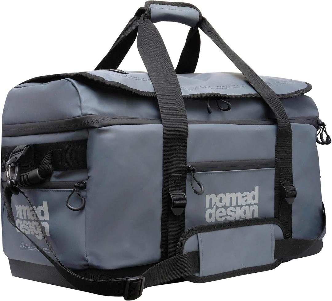 Nomad Design Tuff Loader 65L Max Dry Large Duffle Bag - Water-Resistant Gear Bag for Fishing, Travel & Outdoors – Heavy-Duty Zippers, Shoulder Strap, Roll-Top Closure