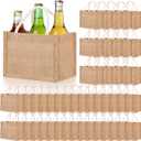 Cunno 48 Pcs Burlap Tote Bag with Handles Mini Gift Bags Blank Small DIY Bridesmaid Water Resistant Reusable Grocery Burlap Bags for Shopping Wedding Party Beach