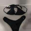 OMKAGI Women Sexy Thong Bikini Swimsuit Set Push Up String Brazilian Bathing Suits (Medium, Black)