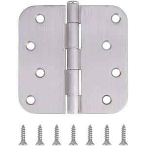 18 Pack, Residential and Commercial Door Hinges 4 Inch Satin Nickel Finish Reversible Hinges, 5/8" Radius Corner, Exterior & Interior Door Hinge for Entryway, Patio and More