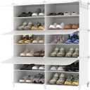 AWTATOS Shoe Rack, 6 Tier Shoe Storage Cabinet with Door, 32 Pair Shoe Organizer Shelves for Closet Hallway Bedroom Entryway, White