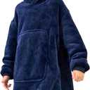 Game Controller Wearable Blanket Hoodie for Boys Gamer Oversized Hoodie for Kids (11-12 Years, Blue)