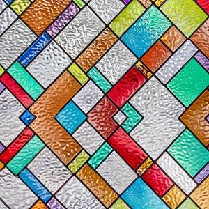 SUNBABY Stained Glass Window Privacy Film, Decorative Windows Clings, 3D Gothic Rainbow Window Coverings,UV Sun Blocking Static Decals for Home Bathroom Door(23.6 x 78.7 Inch) (Colorful)