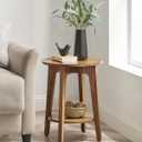 VASAGLE MAEZO Collection - Side Table, 2-Tier Small Round End Table, Nightstand with Tapered Legs, Curved Transitions, for Small Spaces, Living Room, Bedroom, Honey Brown ULET283T41, 1 Pack