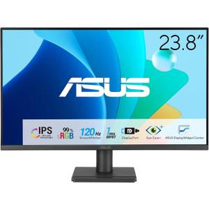 ASUS 24 1080P Eye Care Monitor (VA249QG) - IPS, Full HD, 99% sRGB, Frameless, 120Hz, Adaptive-Sync, 1ms, Speakers, HDMI, DisplayPort, VGA, Low Blue Light, Flicker Free, Wall Mountable