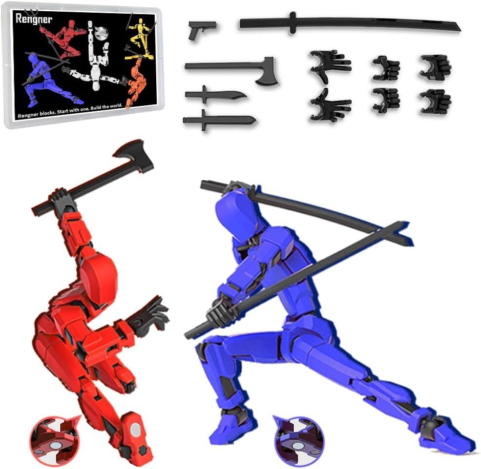 (Pre-Assembled) Dummy13 Magnetic Action Figure Set, Titan 13 T13 Action Figure, Anti-Gravity Style, Magnetic Articulated Figures, Gifts & Children's Day Gifts for Kids (Red+Blue(Boxed))