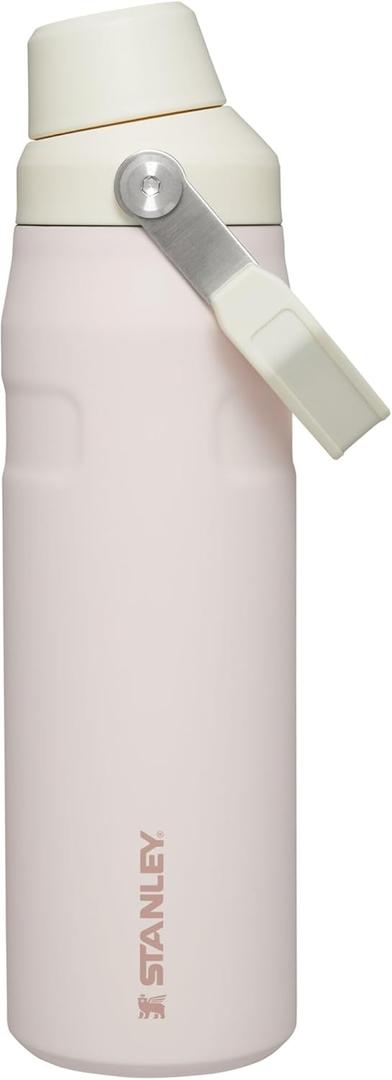 STANLEY IceFlow Fast Flow Water Bottle 24 oz | Angled Spout Lid | Lightweight and Leakproof for Travel and Sports | Insulated Stainless Steel | BPA-Free | Rose Quartz Glimmer