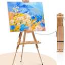 Foldable Easel for Painting: Adjustable Solid Pine Wood Portable Easel for Adults - Drawing Easel Stand with Carrying Bag & Features a Spacious Removable Tray Holds Canvas up to 25", 24.4 inches