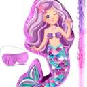 Mermaid Piata Bundle 18.9 Inch Birthday Party Supplies with Blindfold, Bat and Filler for Under the Sea Theme Birthday Party Carnival Activity Decorations