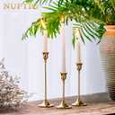 5 Sets(15 Pcs) Brass Gold Metal Taper Candle Holders Candlestick Holders, Vintage Modern Decorative Centerpiece Candlestick Holders for Table Mantel Wedding Housewarming Gift