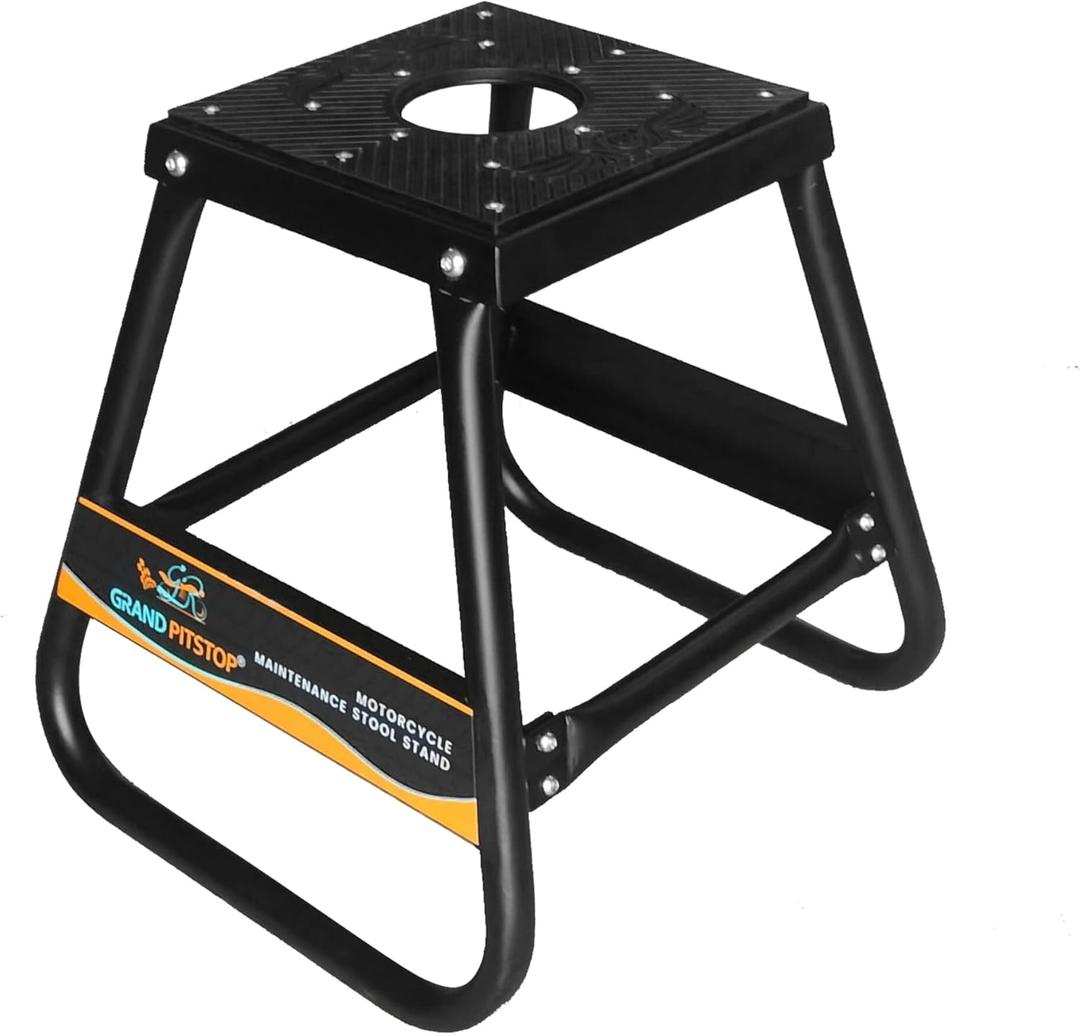 GRAND PITSTOP Motorcycle & Powersports Maintainence Stand Dirt Bike Stand,Universal Detachable Powder Coated non Slip Off Road Steel Heavy Duty Dirtbike Maintenance Motorcycle Box Stand (Black) (Black)