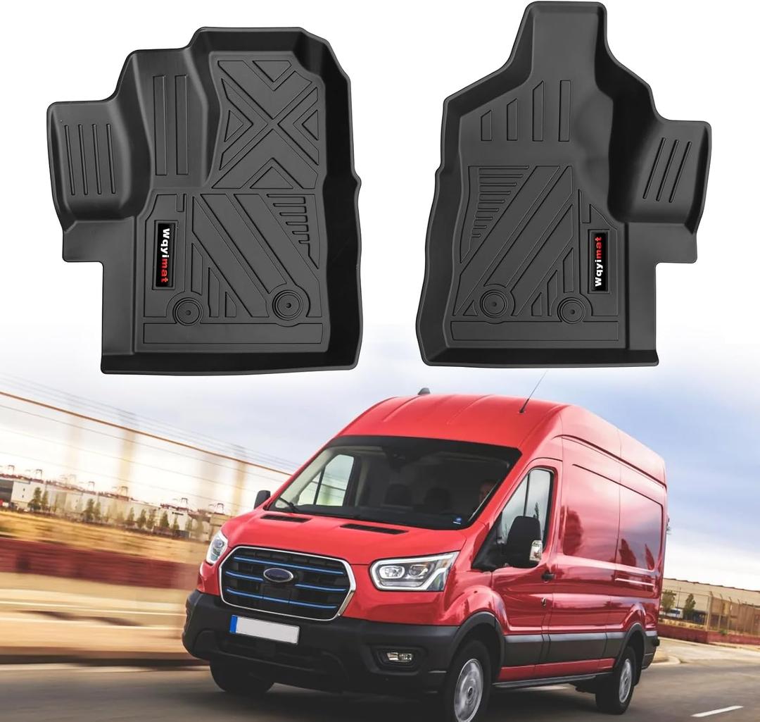 Custom Fit TPE All Weather Floor Mats Liner for 2020-2025 2026 Ford Transit 150/250/350 Accessories (No Transit Connect) (for 2020-2026 Ford Transit 2 Pcs)