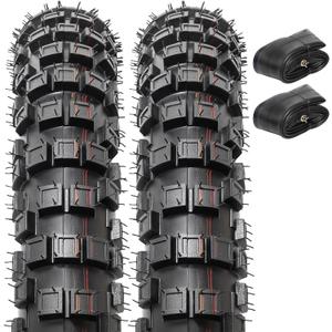2 PCS 2.50-10(60/100-10) (4PR TT) 33J Off Road Mini Dirt Bike Front/Rear Tires and 2 PCS Heavy Duty Inner Tubes Compatible with 2.5-10 Off Road Dirt Bike Pit Bike/Motorcycle Tires (P-259)