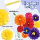Geyee 18 Pcs Mexican Paper Flowers Colorful Fiesta Tissue Paper Flowers Pom Poms Mexican Carnival for Floral Party Backdrop Wedding Birthday Party Craft, 6" 8" 10"(Dark Color)
