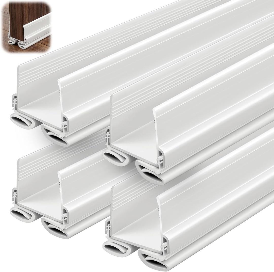 Yaocom 4 Strip White 32 Inch Vinyl U-Shape Door Bottom Seal, Slide on Weatherstrip Interior Door Bottom to Block Light and Reduce Noise Fits 32 x 1-3/8 Doors, Fills 1/2 1-1/2 Gaps