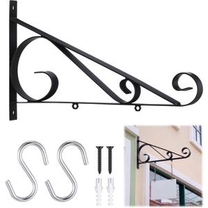 Zonon Decorative Metal 18" Scroll Bracket with S Hooks