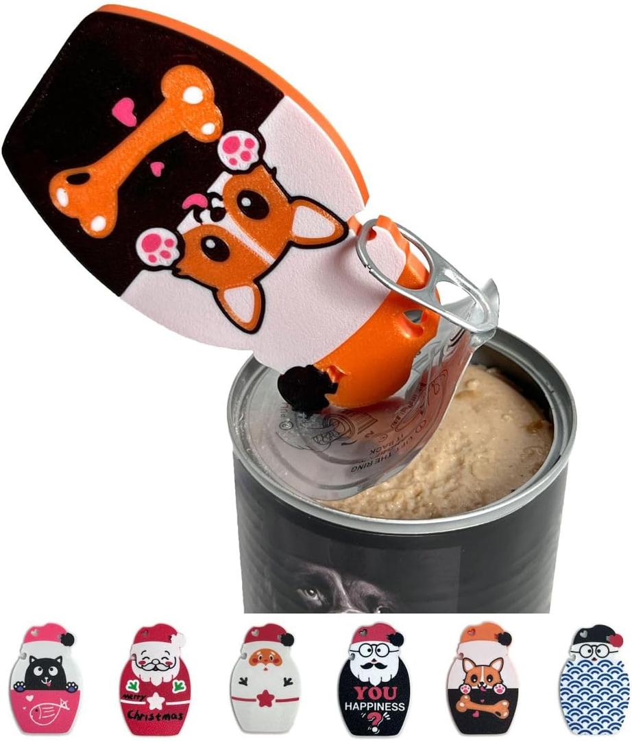 Pull Tab Opener for Food Cans Fridge Magnets Tab Openers for Seniors Cute Cat Dog Food Can Opener Tool for Long Nails Arthritis Sore Hands Dog