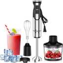 1800W Immersion Blender Handheld 4-in-1 Hand Blender Stick for Ice Crushing Smoothie, Baby Food, Soup, 8 Speed Hand Mixer Turbo Boost Stainless Steel Blade with Whisk, Chopper, Beaker