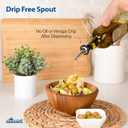 EHOMEA2Z Italian Glass Olive Oil Dispenser Bottle - 16 Oz, Oil and Vinegar Cruet with Stainless Steel Spout for Kitchen, Slight Green Tint (1, 473ml)