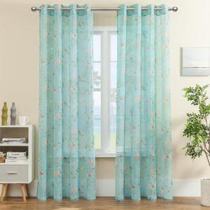 XTMYI Light Blue Curtains 84 Inch Length 2 Panels Set,Beautiful Hummingbird Grandmillenial Grand Millenial French Country Aqua Curtains Drapes for Living Room Bedroom,Sky Blue