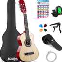 Moukey 30" Acoustic Guitar for Beginners Kids Youth 1/4 Size Dreadnought Guitarra Acustica Kit with Chord Poster, Gig Bag, Tuner, Picks, Nylon Strings, Capo, Strap - Natural